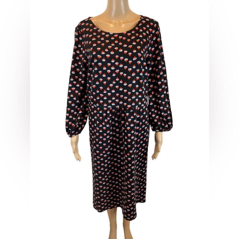 Boden Mabel flower Bud Print Long Sleeve Dress Floral size 12L